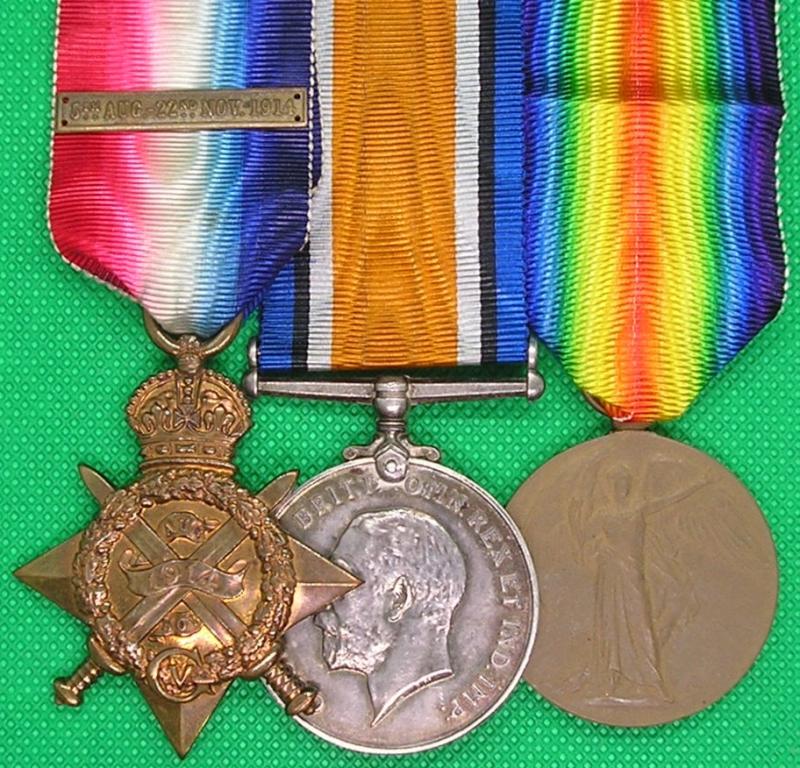 WW1 1914 MONS STAR & BAR TRIO, 1st LIVERPOOL REGT OFFICER, D.O.W F&F 30-9-1914