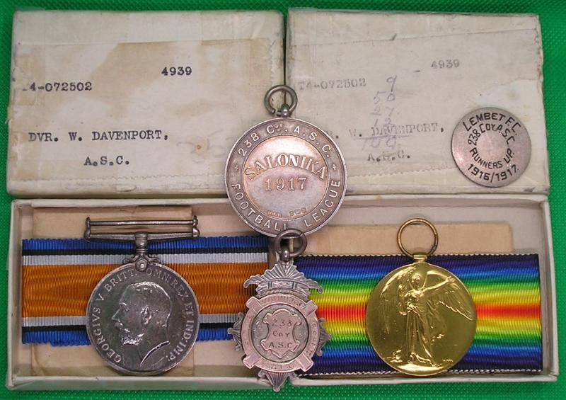 MINT BOXED WW1 PAIR WITH SILVER SPORTS MEDALS FROM SALONICA, A.S.C