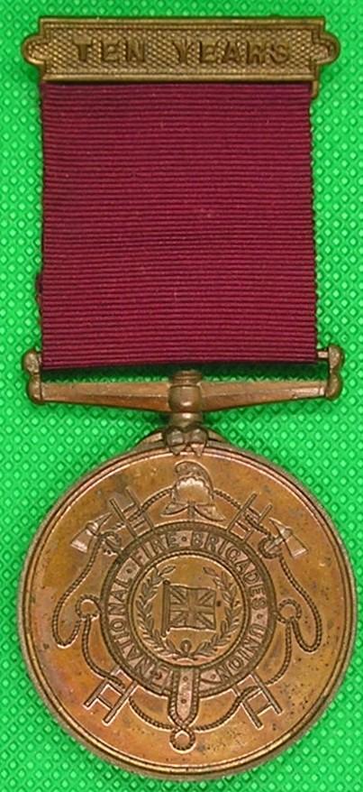NATIONAL FIRE BRIGADES UNION, TEN YEAR LONG SERVICE MEDAL