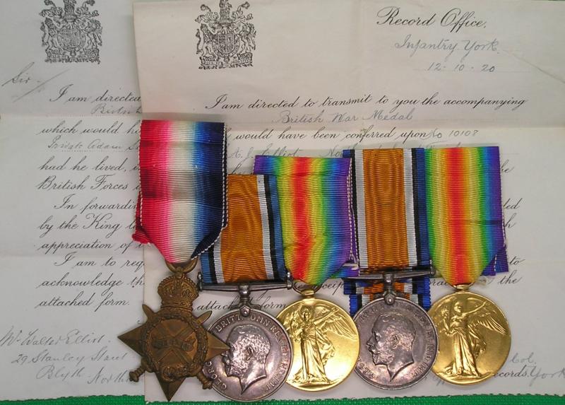 2x WW1 GROUPS TO BROTHERS FROM BLYTH, 10th & 1/7th NORTHUMBERLAND FUSILIERS, BOTH K.I.A 1916 & BOTH COMMEMORATED ON THE THIEPVAL MEMORIAL