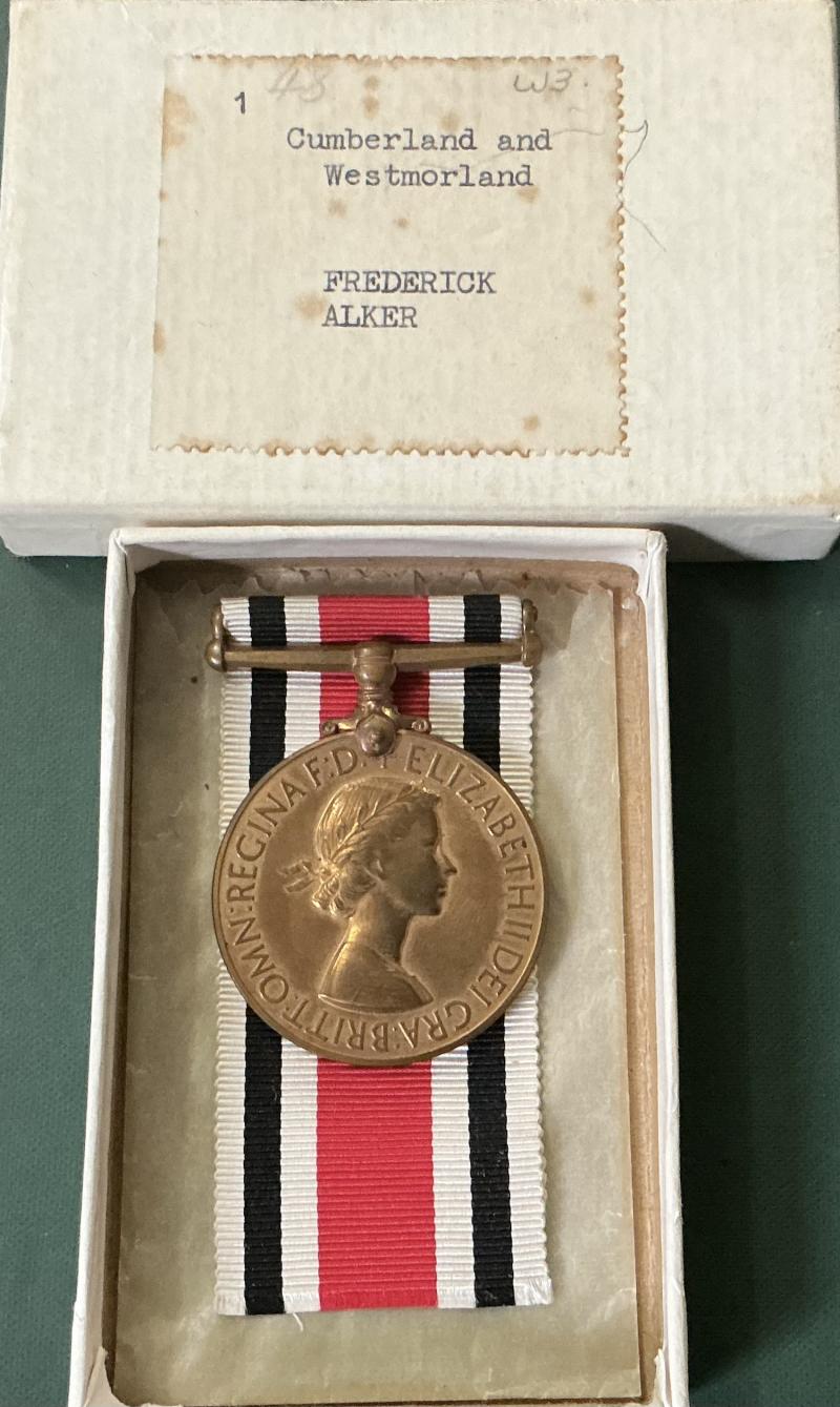 RARE MINT BOXED EIIR 1st TYPE SPECIAL CONSTABULARY FAITHFUL SERVICE, CUMBERLAND & WESTMORLAND CONSTABULARY
