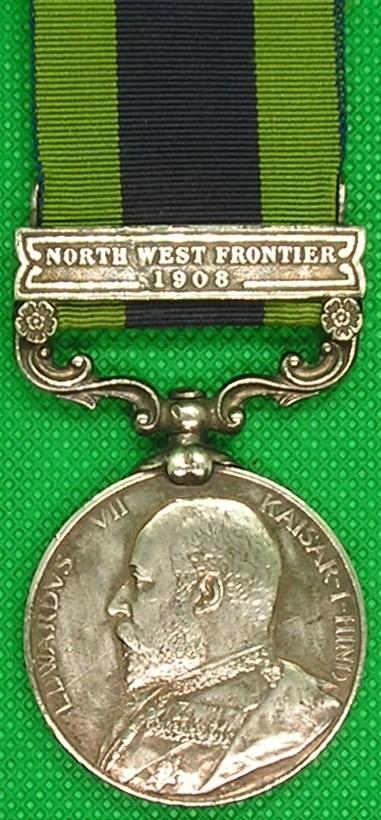 IGS 1908, NORTH WEST FRONTIER 1908, 1st NORTHUMBERLAND FUSILIERS, DIED IN SERVICE ON THE CAMPAIGN