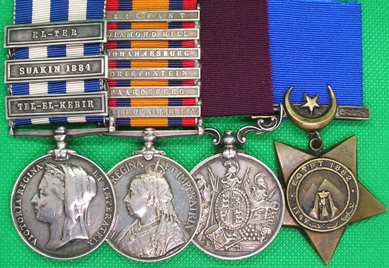 3 BAR EGYPT PAIR, SIX BAR QSA & LS&GC GROUP,  S&T CORPS & A.S.C, IRISH RECIPIENT FROM WATERFORD
