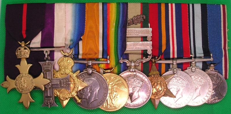 INDIAN ARMY OFFICERS WW1 / WW2 OBE, MC GROUP, MID N.W.FRONTIER 1938, 112th INFANTRY & 3-12.F.F.RIFLES