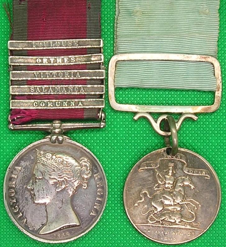 5 BAR MGS & REGIMENTAL ORDER OF MERIT, 5th FOOT, WOUNDED CORUNNA 1809