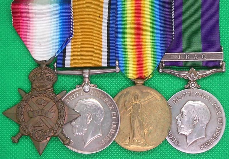 WW1 1914 STAR TRIO & GSM IRAQ, 1st DRAGOON GUARDS & M.G.C CAVALRY