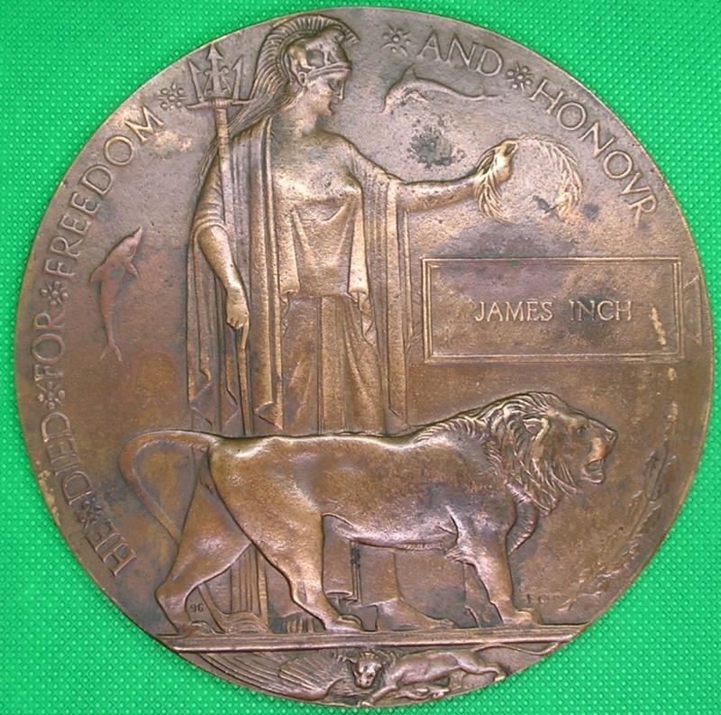 WW1 MEMORIAL PLAQUE, 2nd R.M.BTN, R.M.L.I, R.N.DIVISION, KIA F&F 13-11-1916, ENTITLED TO THE MESSINA EARTHQUAKE MEDAL