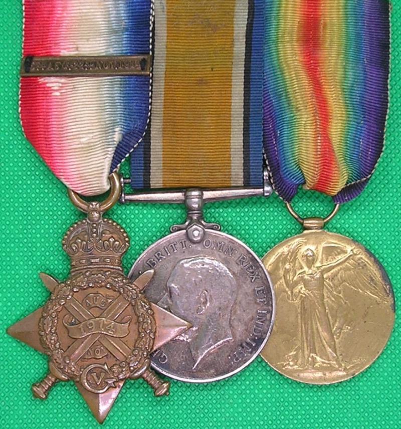 WW1 1914 MONS STAR TRIO, 1st ROYAL SCOTS FUSILIERS, WOUNDED 1916