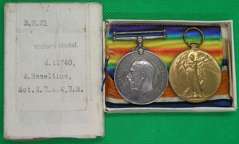 MINT BOXED WW1 PAIR, E.R.A.4. ROYAL NAVY, FROM LOFTUS, NORTH YORKSHIRE