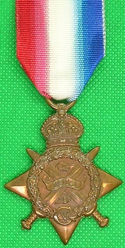 WW1 1914 STAR, 1st NORTH STAFFORDSHIRE REGT, K.I.A F&F 19-5-1915, FROM DOVER