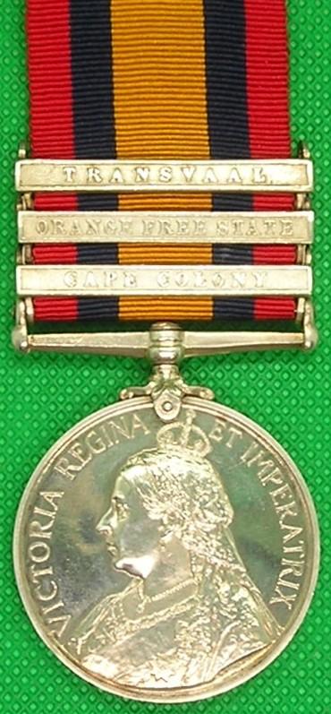 3 BAR QSA, 2nd NORTH STAFFORDSHIRE REGT, DIED OF DISEASE SPRINGFONTEIN 24-12-1900
