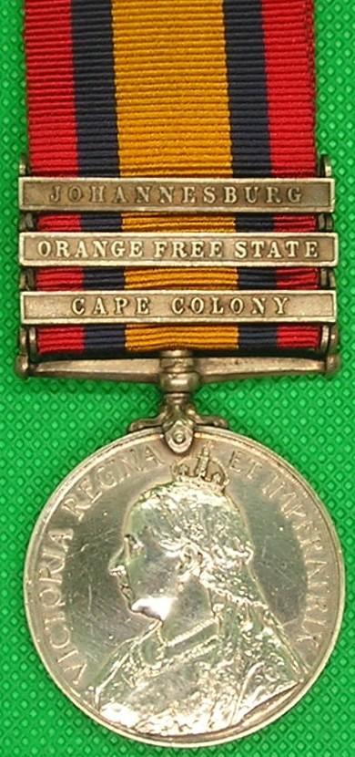 3 BAR QSA WITH JOHANNESBURG CLASP, N.STAFFORDSHIRE.REGT