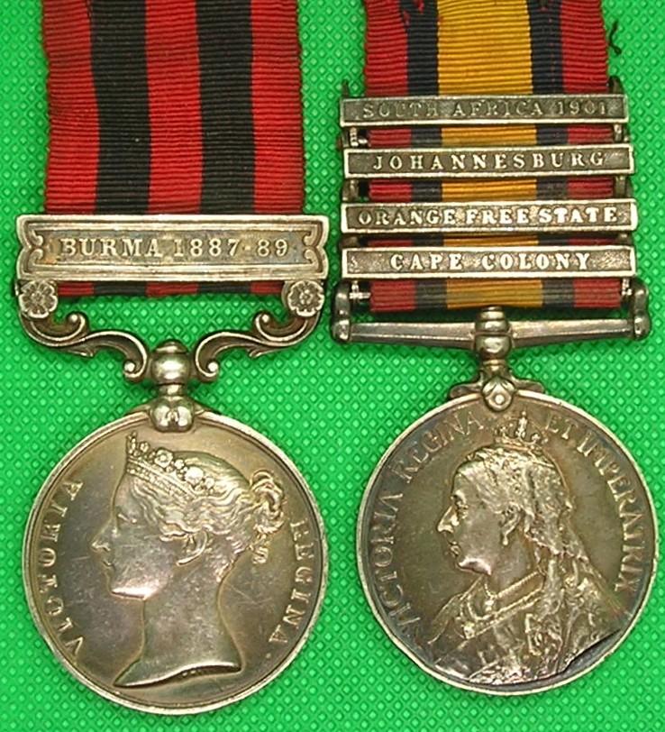 IGS I854 BURMA 1887-89 & FOUR BAR QSA, CHESHIRE REGIMENT
