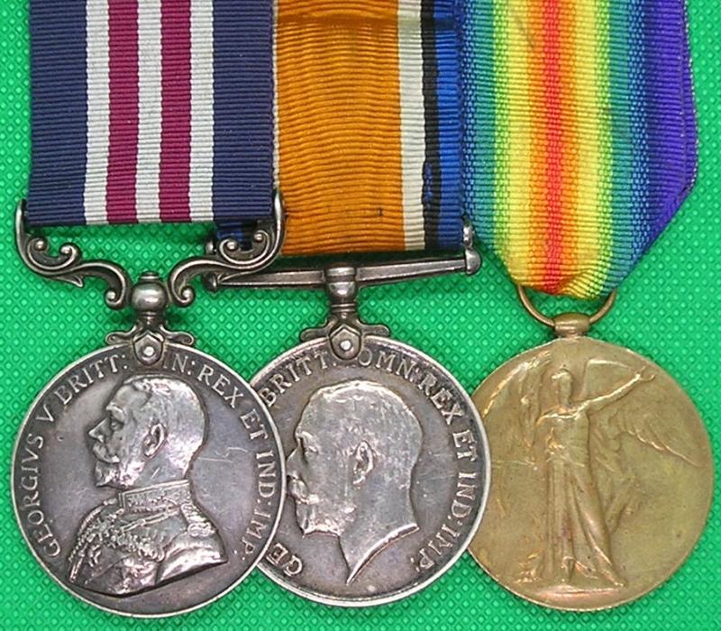 WW1 MILITARY MEDAL & PAIR, 27th BTY, D-250th BRIGADE R.F.A, FROM ATHLONE