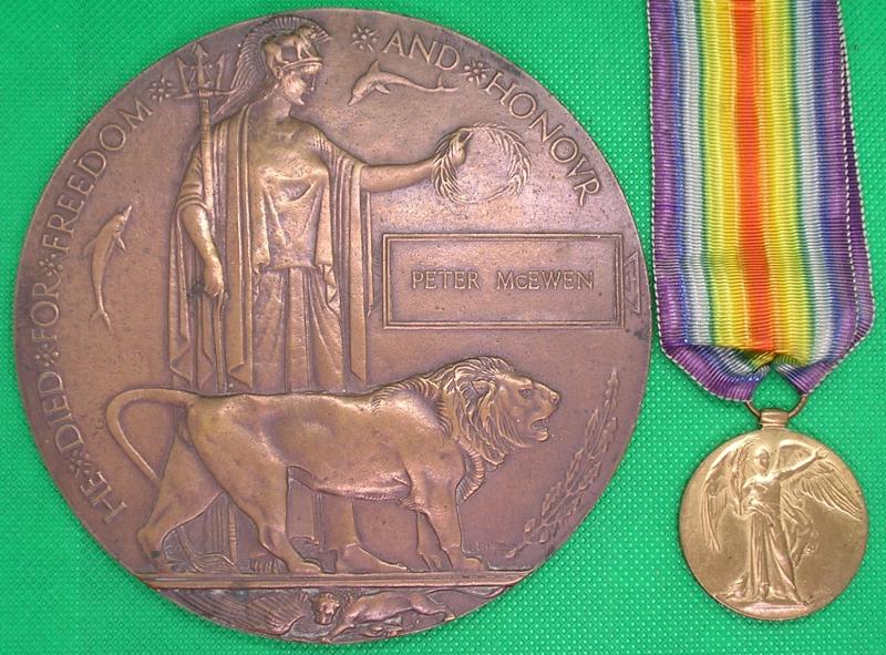 WW1 VICTORY MEDAL & MEMORIAL PLAQUE, 9th BLACK WATCH, K.I.A F&F 8-9-1916, FROM PERTH