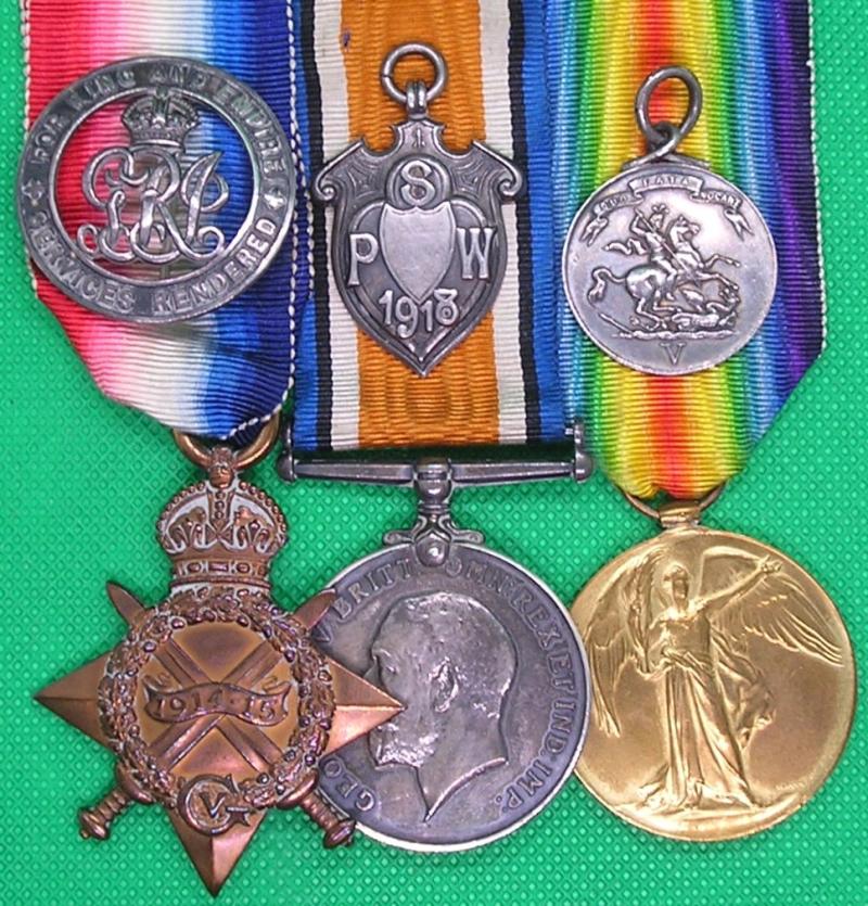 WW1 1914-15 TRIO & SILVER WAR BADGE, 2nd NORTHUMBERLAND FUSILIERS, WITH SHEFFIELD P.O.W MEDAL & SPORTS MEDAL, FROM SHIREGREEN