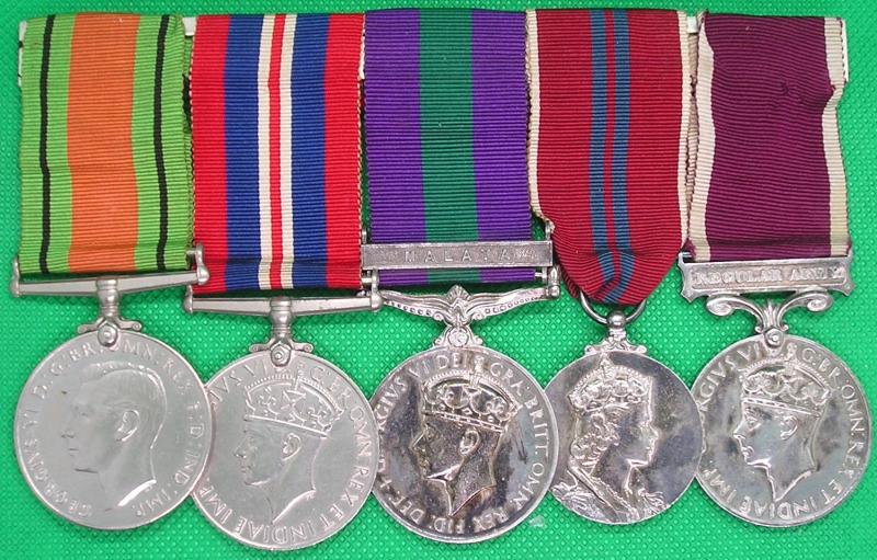 WW2 COLDSTREAM GUARDS & A.P.T.C OFFICERS GROUP WITH GSM MALAYA & LS&GC