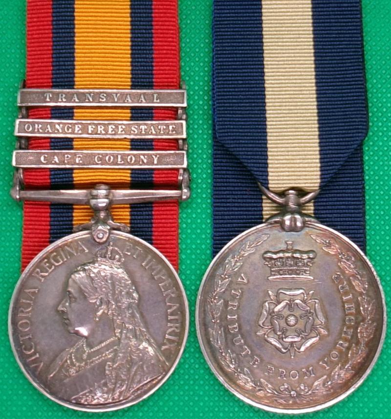 QSA & YORKSHIRE YEOMANRY TRIBUTE MEDAL PAIR, 9th IMPERIAL YEOMANRY / YORKS HUSSARS