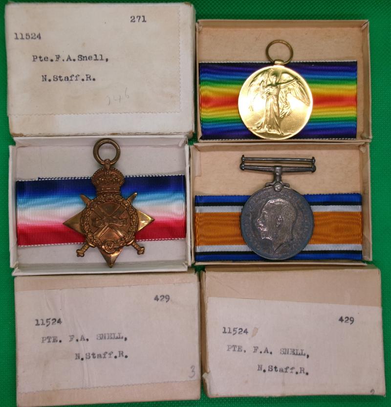 MINT BOXED 1914-15 TRIO, 9th NORTH STAFFORDSHIRE REGIMENT