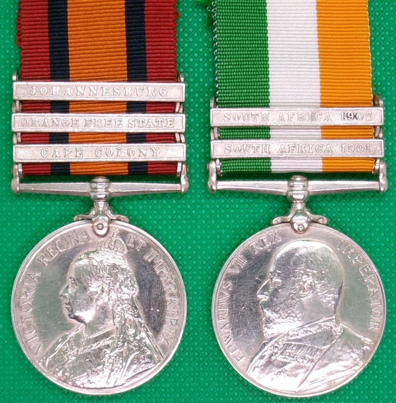 QSA & KSA PAIR, WITH JOHANNESBURG CLASP, N.STAFFORDSHIRE.REGT